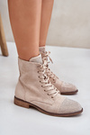 Декоровані чоботи на плоскій підошві Екозамшеві утеплені світло-бежеві Ellieo