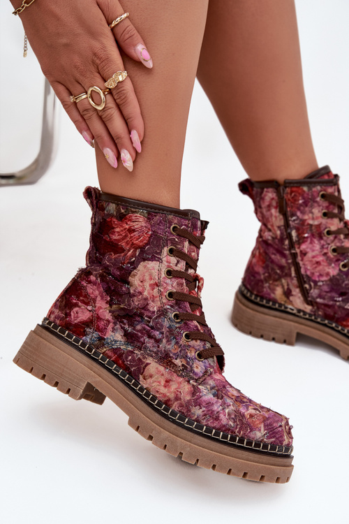 Візерункові жіночі чоботи з утеплювачем Artiker 57C1055 Бордо