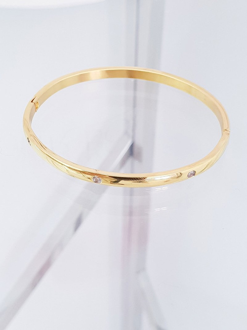 Жіночий сталевий браслет з цирконами Gold Ursa