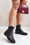 Теплі жіночі черевики на плоскому каблуці чорні Labise