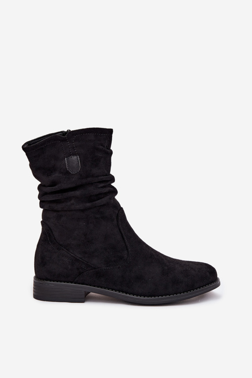 Ізольовані жіночі чоботи з зім'ятою верхньою частиною на плоскому каблуці Krisia