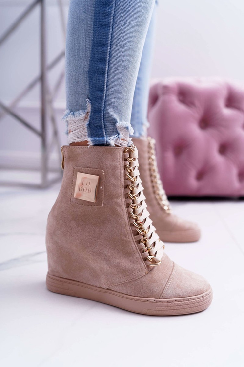 Жіночі кросівки Lu Boo Gold Chain Suede Beige Monica