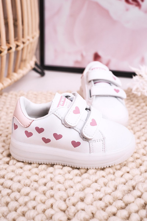 Дитяче спортивне взуття на LED підошві біло-рожевий бумер