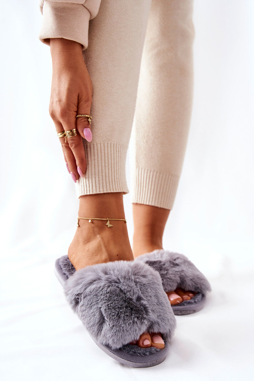 Жіночі тапочки з хутром Grey Trusted