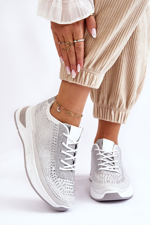 Жіночі кросівки з цирконами Білі Raiden