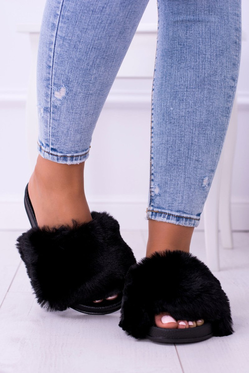 Жіночі хутряні шльопанці Lu Boo Black XXL