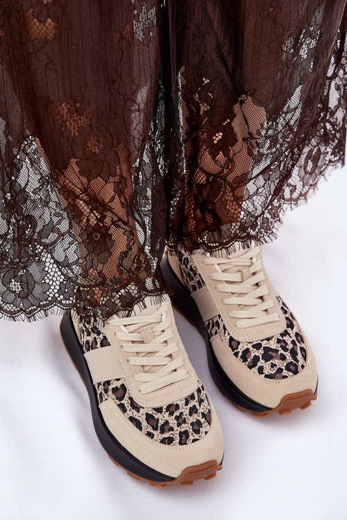 Замшеві Жіночі Кросівки На Платформі Пантера Vinceza 66793 Бежеві