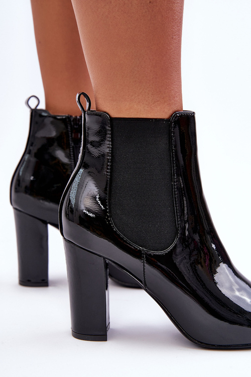 Лаковані чоботи на підборах Чорні Evita