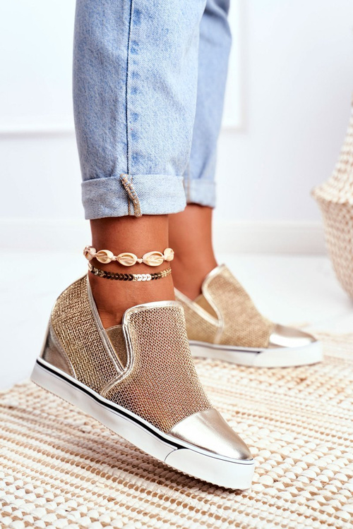 Жіночі кросівки на танкетці Lu Boo Gold Morgono