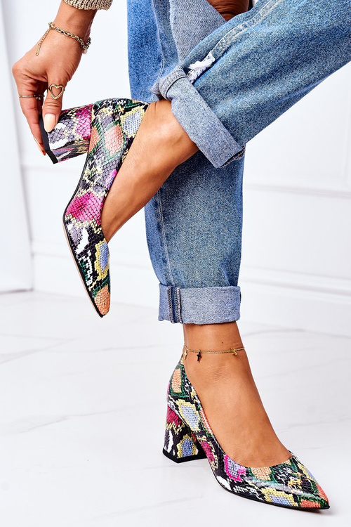 Шкіряні човники зі змійковим візерунком Lewski Shoes 2801 Барвисті