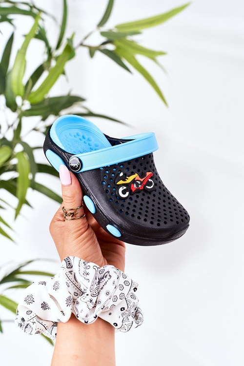 Дитячі поролонові тапочки Crocs Black-Blue Oliver