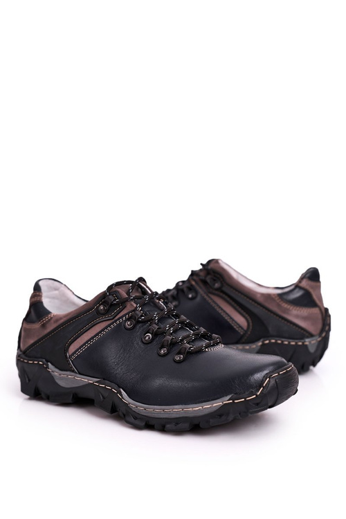 Чоловічі шкіряні трекінгові напівчеревики BEDNAREK темно-сині