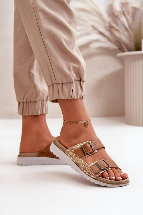 Зручні жіночі босоніжки з пряжками коричневого кольору Inblu CN000033