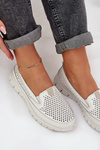 Легкі Шкіряні Перфоровані Жіночі Мокасини На Платформі Білі Tanelora