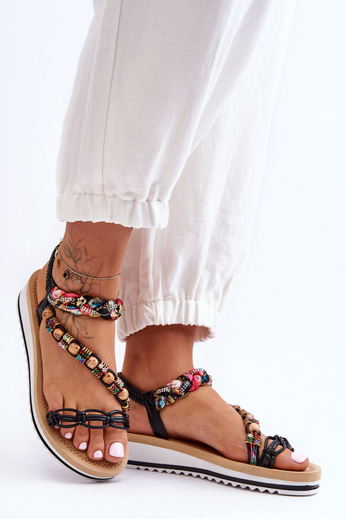 Зручні жіночі босоніжки на танкетці Чорні Jodie