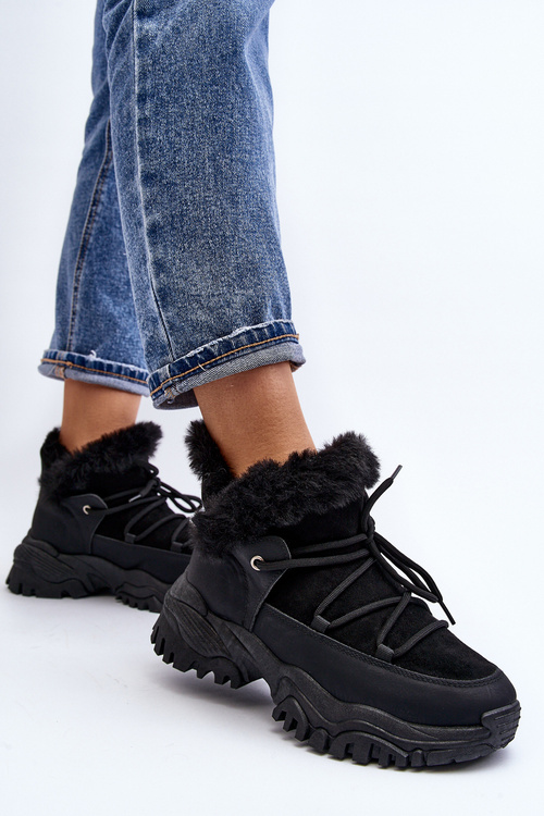 Жіночі ботильйони з хутряною підкладкою Чорні Cresandi