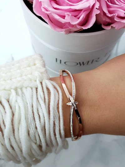 Жіночий сталевий браслет Zircons Pink Gold Seri