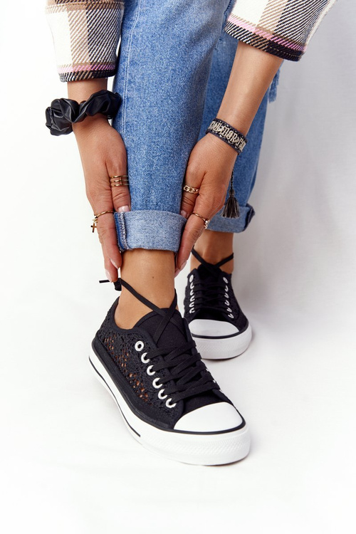 Жіночі мереживні кросівки Кендіс чорні