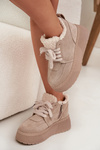 Жіночі Снігові Черевики На Платформі З Вовняною Овечкою Бежеві Luma