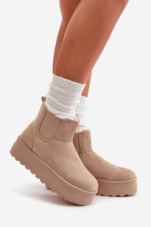 Жіночі сноуборди на платформі з еластичними вставками світло-бежевого кольору Rialine