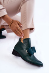 Шкіряні броги із замшевим бантом зеленого кольору Thalia