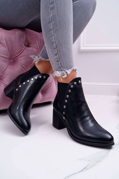 Жіночі чоботи на підборах з гумками Чорні Vista