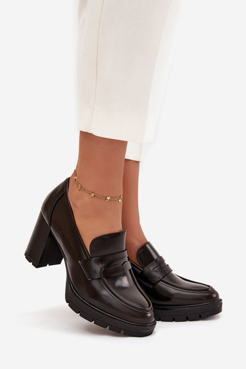 Жіночі полуботинки на каблуці з еко-шкіри шоколадні Ilyssia