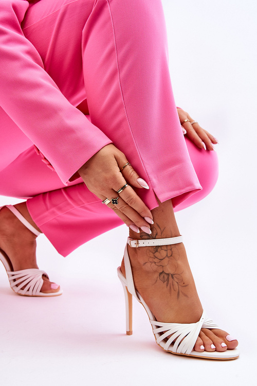 Жіночі босоніжки на високих підборах білі My Darling