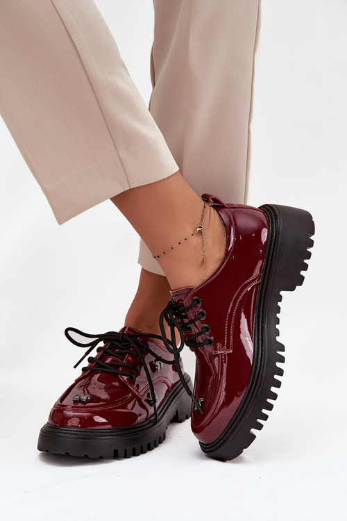 Лаковані шкіряні жіночі туфлі з пряжками Artiker 57C0336 бордові