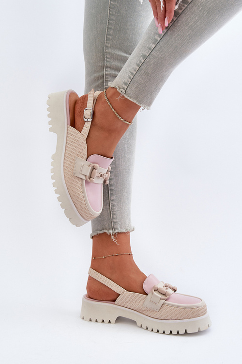 Жіночі босоніжки на підборах з бежевим орнаментом D&A MR38-656