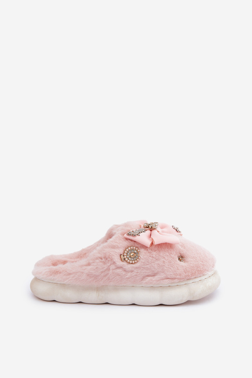 Пухнасті Тапочки З Бантиком І Прищіпками Рожеві Annalira