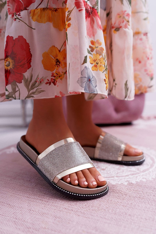 Жіночі профільовані цирконієві шльопанці Gold Rentre