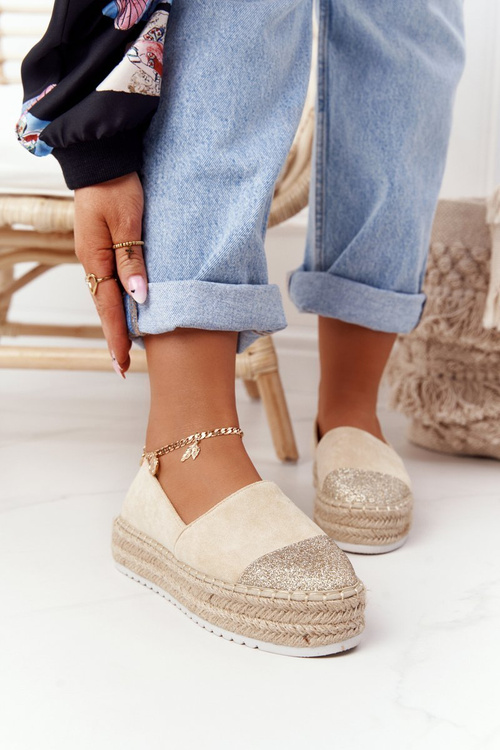 Еспадрільї на солом'яній платформі S.Barski Beige