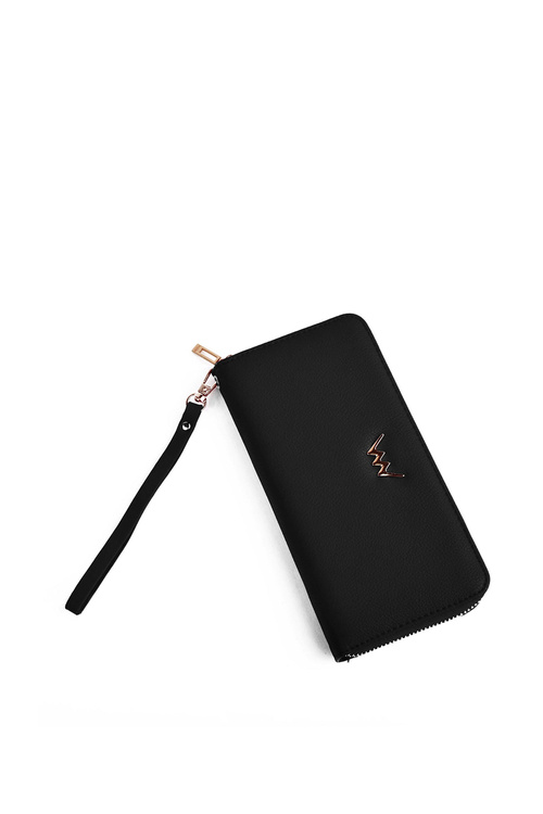 Великий жіночий гаманець на блискавці чорний Hailey