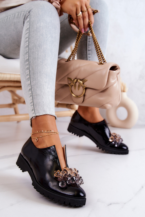 Елегантні шкіряні туфлі з орнаментом Чорна Сінді