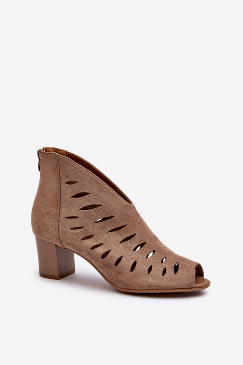 Жіночі екологічні замшеві ботильйони з відкритим носком і шпилькою, бежеві Timalre