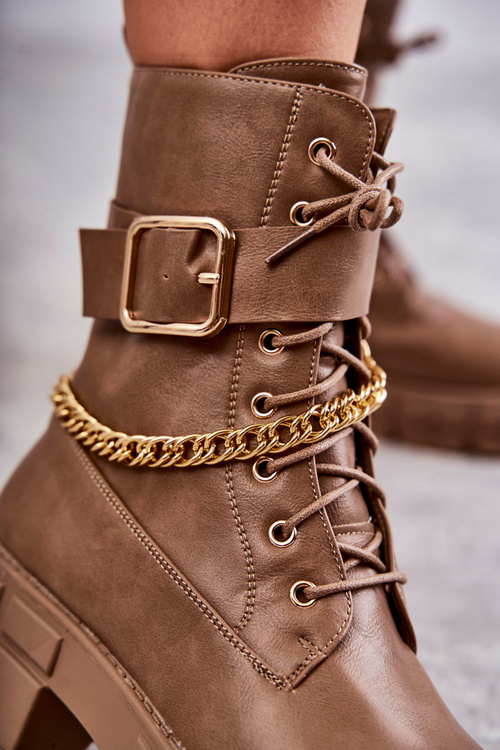 Модні робочі черевики з ланцюжком Коричневий Solesso