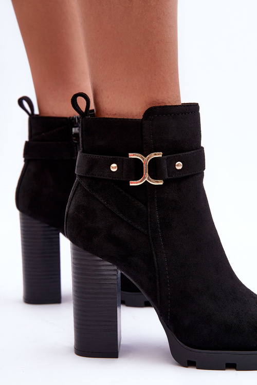 Шкіряні чоботи на високих підборах Чорні Liani