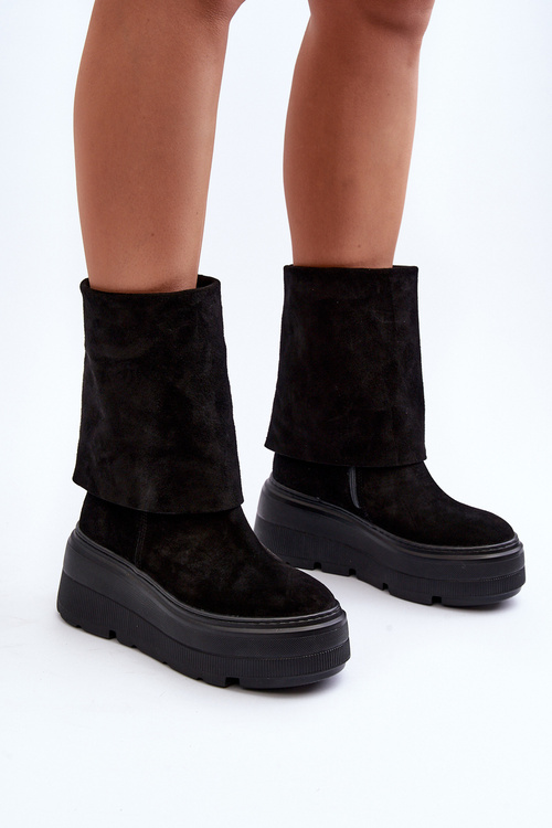 Замшеві черевики на платформі Maciejka Чорні 05319-01