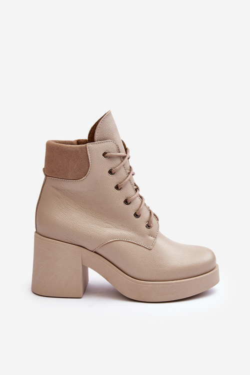 Шкіряні жіночі туфлі на підборах бежеві Lemar Leocera