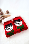 Новорічні довгі шкарпетки Сніговик червоний