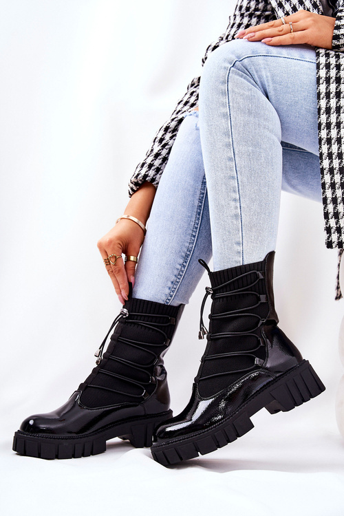 Лаковані робочі черевики з носком Black Connor