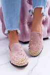 Жіночі балетки Lu Boo Pink Suede Lords зі шпильками Одеса