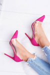 Жіночі туфлі на високих підборах, прозорі гострі, кольору фуксії Live