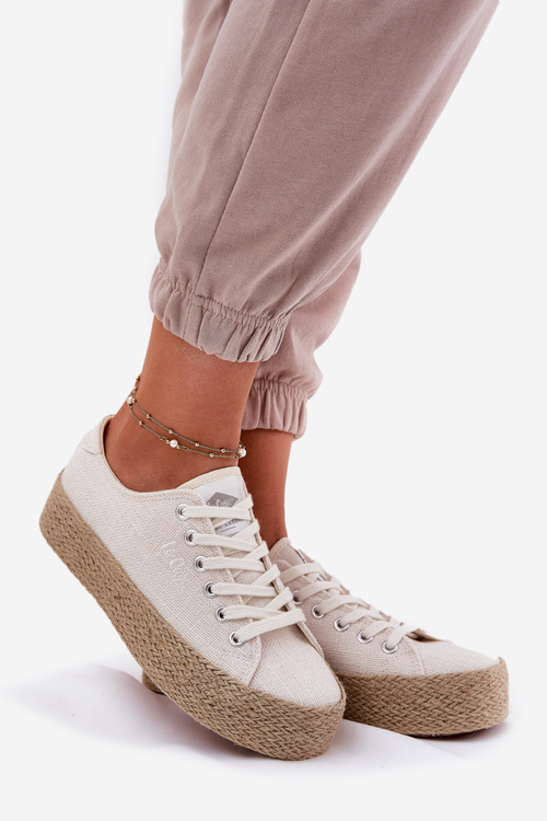 Жіночі Кросівки На Платформі З Плетінням Lee Cooper LCW-25-02-3284 Світло-бежеві