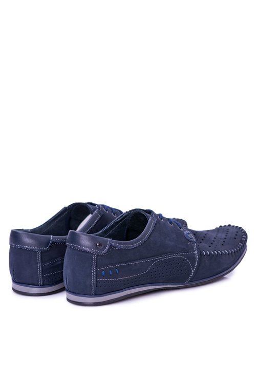 В'язані шкіряні мокасини Темно-сині півчеревики Mortego