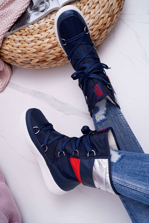 Жіночі утеплені флісові зимові черевики Big Star Navy Blue EE274657