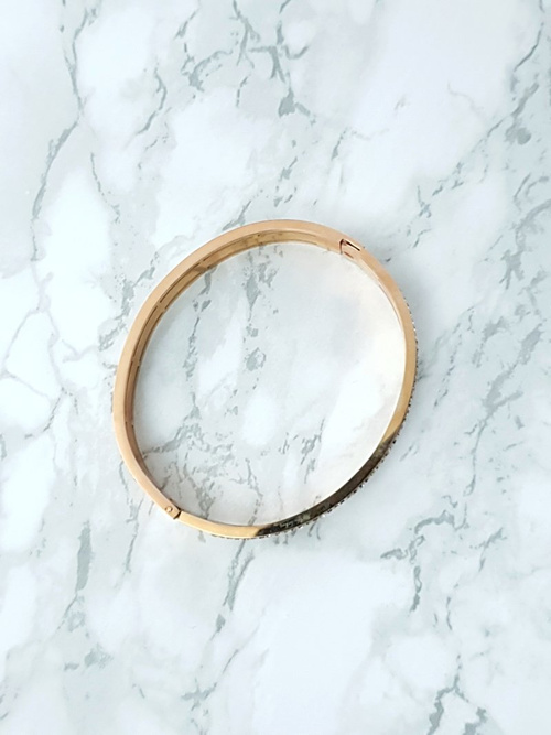 Жіночий сталевий браслет з цирконами, рожеве золото Verne