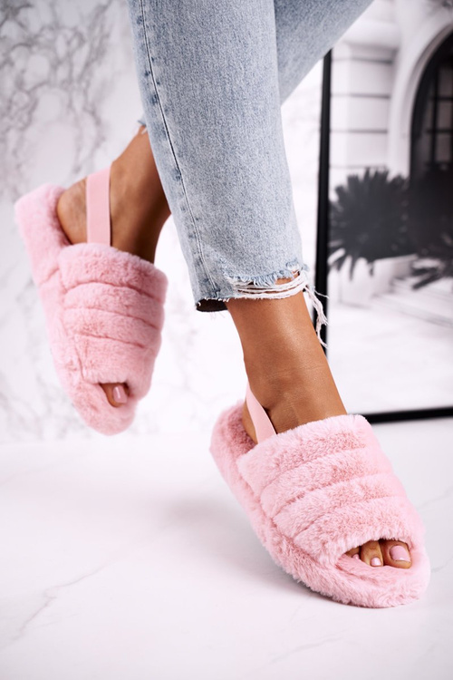 Жіночі пухнасті тапочки на платформі Рожева Сніжинка