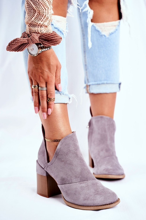 Жіночі чоботи на високій каблуці сірого кольору Meliori